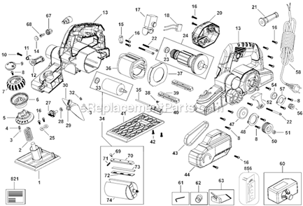 Page A Diagram and Parts List for PC60THPK  Porter Cable Planer Jointer
